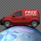 Delivery Van On Earth Free Shipping Concept - VideoHive Item for Sale