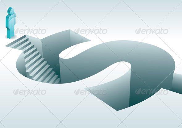 Steps Into Money Sign. - Concepts Business