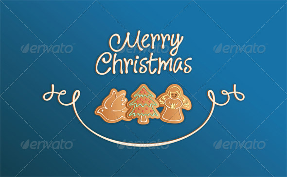 Merry Christmas Cookies Card Blue
