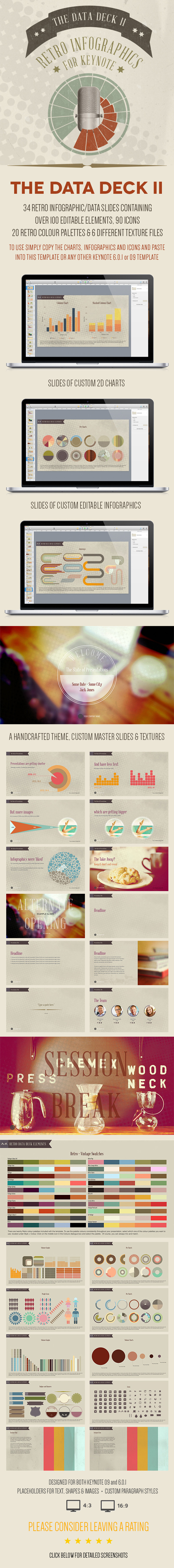 The Data Deck II: Keynote Retro Infographics - Keynote Templates Presentation Templates