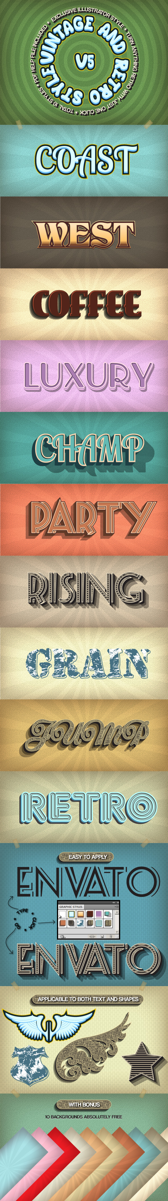 Vintage and Retro Styles V5 - Styles Illustrator