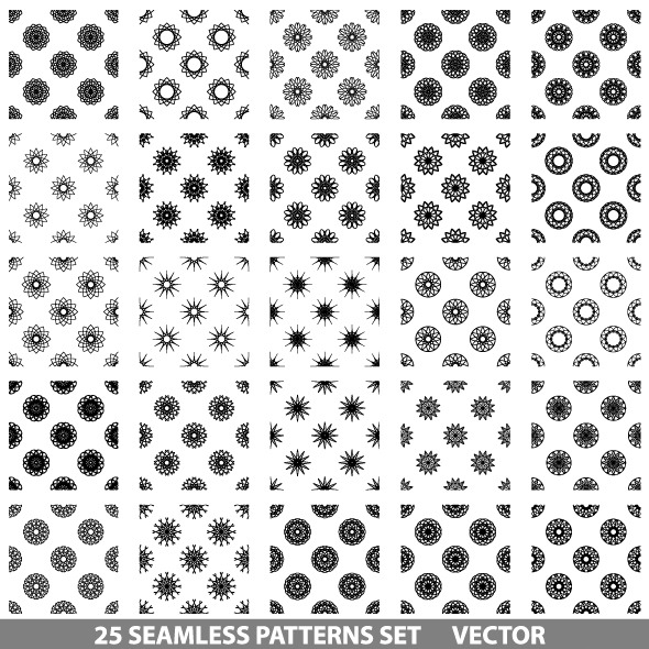 Vector Seamless Patterns Set - Textures / Fills / Patterns Illustrator