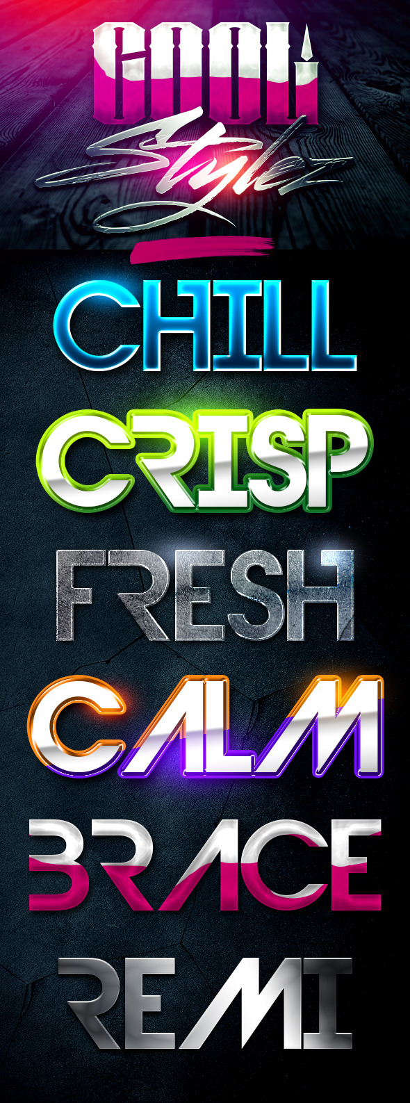 Cool Stylez Varied Photoshop Layer Styles - Text Effects Styles