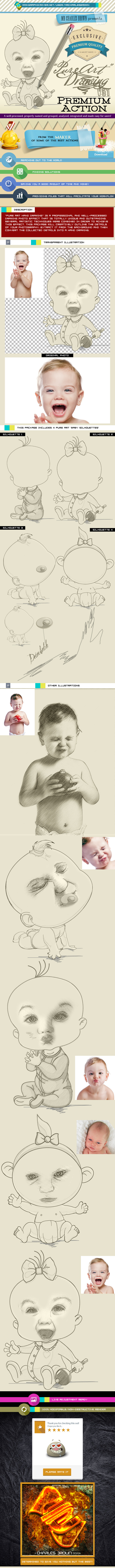 Pure Art Hand Drawing 51 – Baby Ken & Barbie - Photo Effects Actions