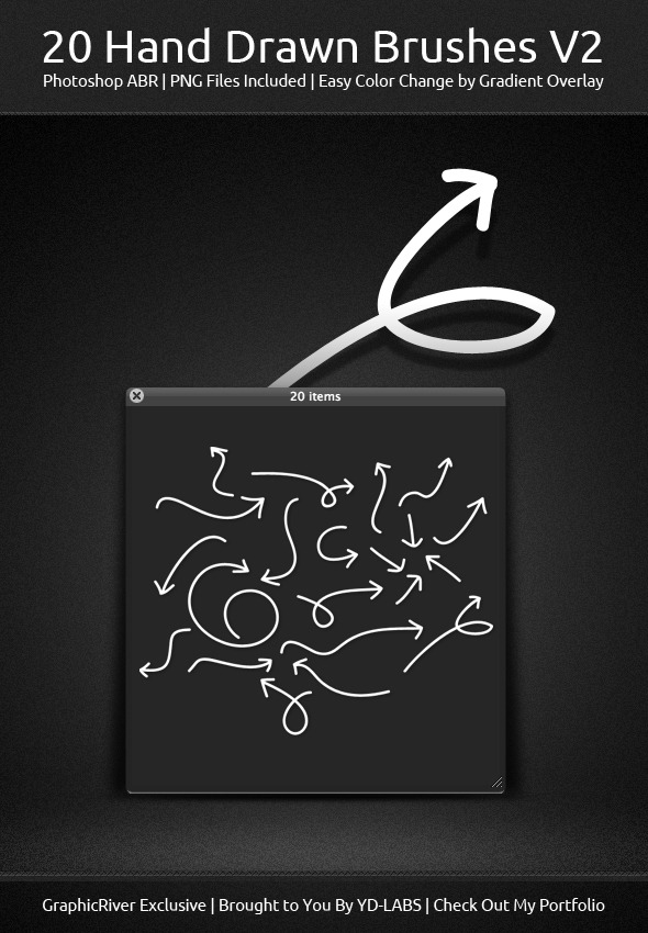 20 Hand Drawn Brushes V2 - Brushes Photoshop