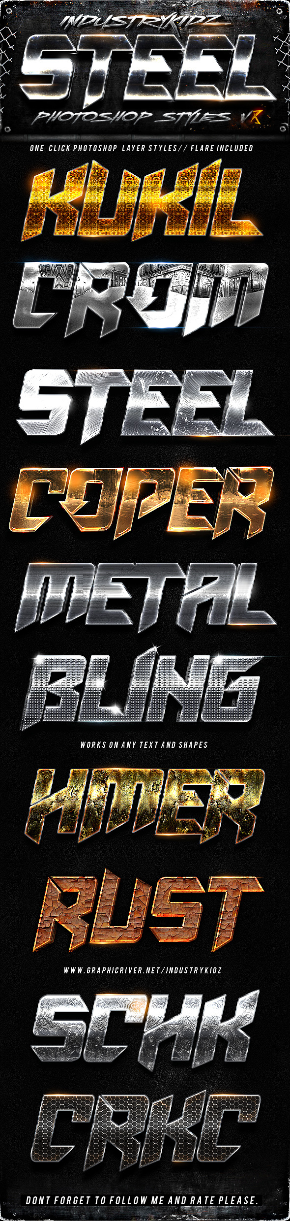 Metal Photoshop Layers Styles V8 - Text Effects Styles