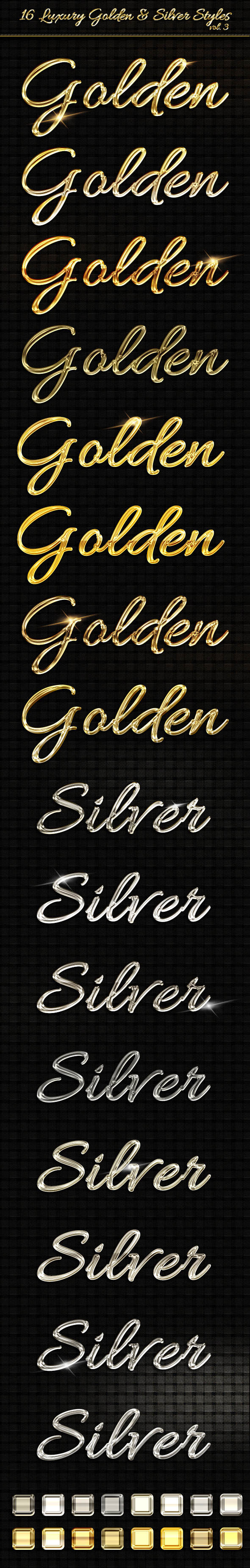 16 Luxury Golden & Silver Text Styles vol3 - Text Effects Styles