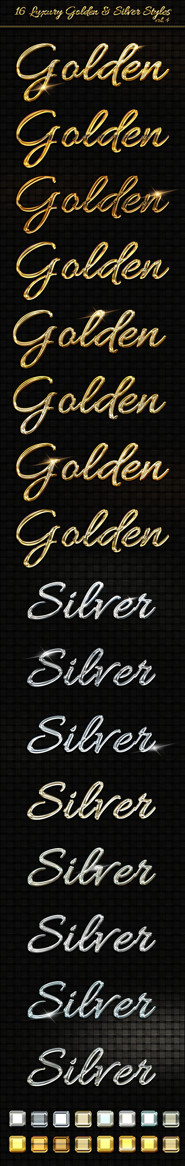 16 Luxury Golden & Silver Text Styles vol4 - Text Effects Styles