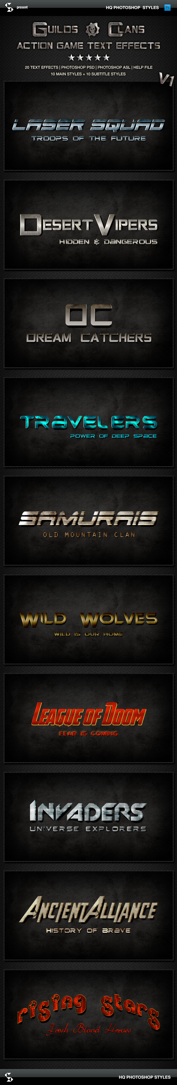 Action Game Styles - Guilds and Clans V1 - Text Effects Styles
