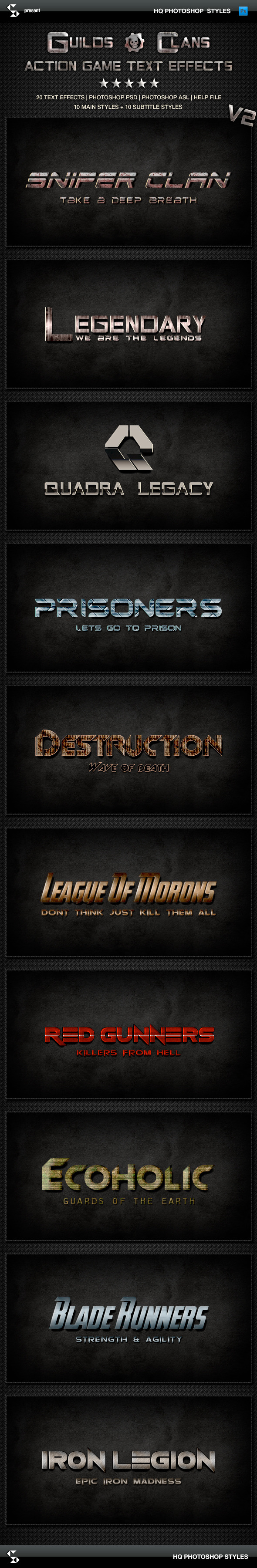 Action Game Styles - Guilds and Clans V2 - Text Effects Styles