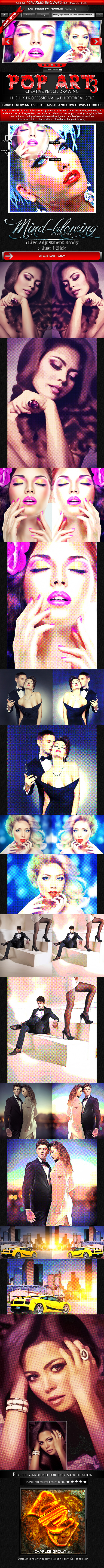 Creative Pop Art Pencil Drawing Vol. 3 - Photo Effects Actions