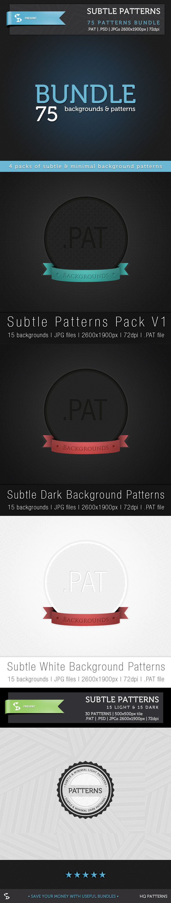 Subtle Background Patterns - Bundle - Textures / Fills / Patterns Photoshop