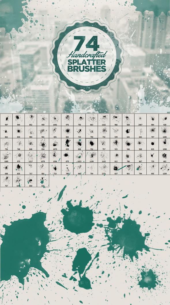 74 Handcrafted Splatter Brushes - Artistic Brushes