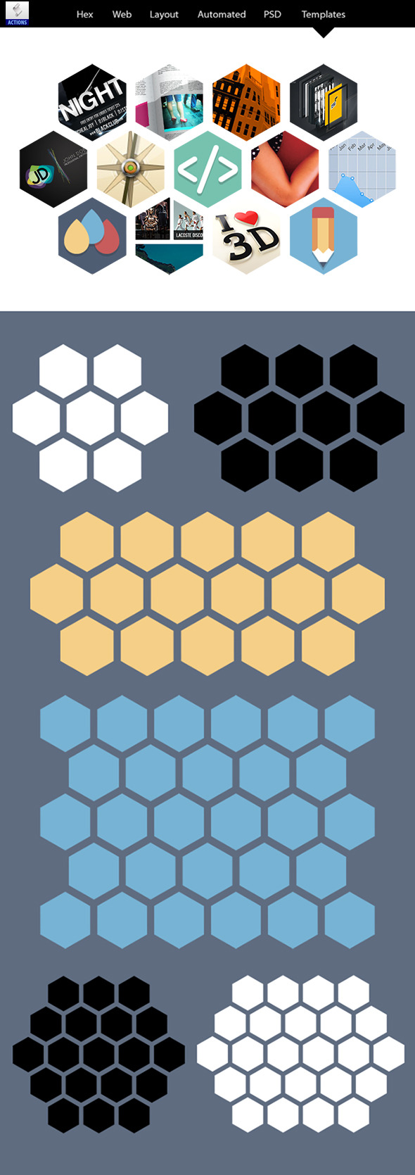 Hex Web Layouts Automated PSD Templates - Actions Photoshop