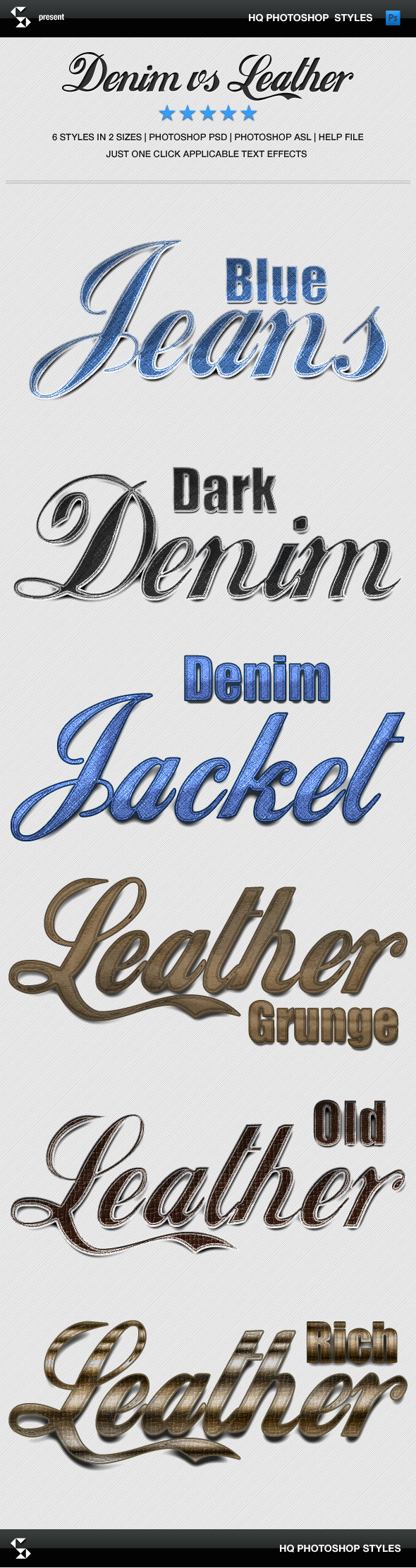Denim and Leather Styles - Jeans and Leather - Text Effects Styles