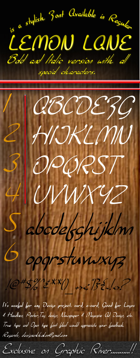 Lemon Lane - Calligraphy Script