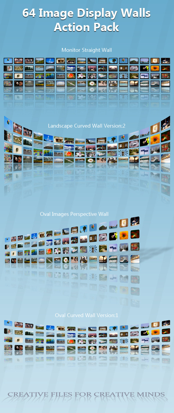 64 Image Display Wall Action Pack - Actions Photoshop