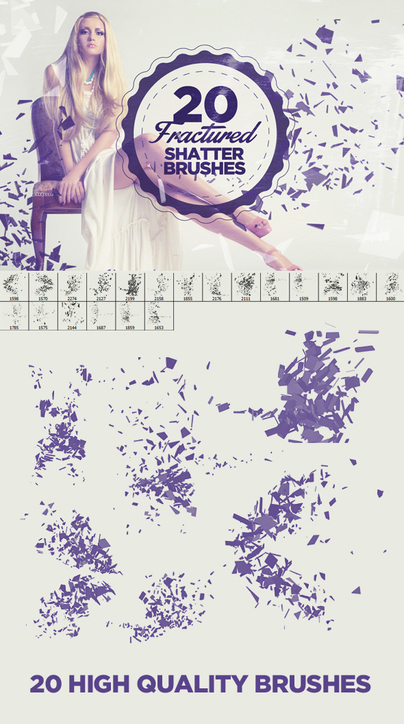 20 Fractured Shatter Brushes - Brushes Photoshop
