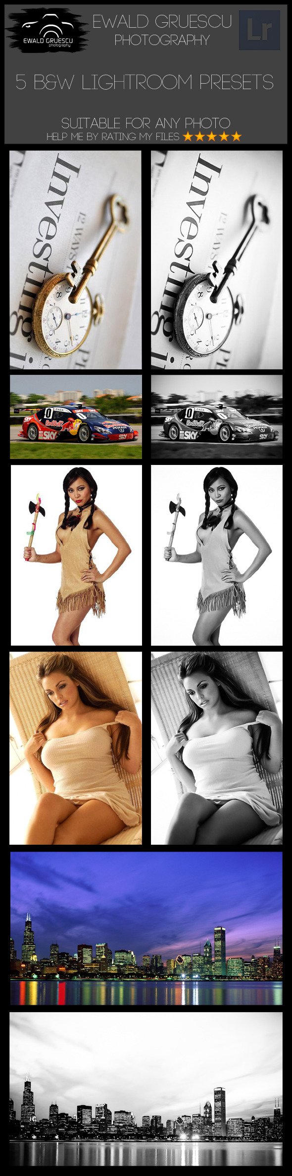 5 B&W Base Lightroom Presets - Black and white Lightroom Presets