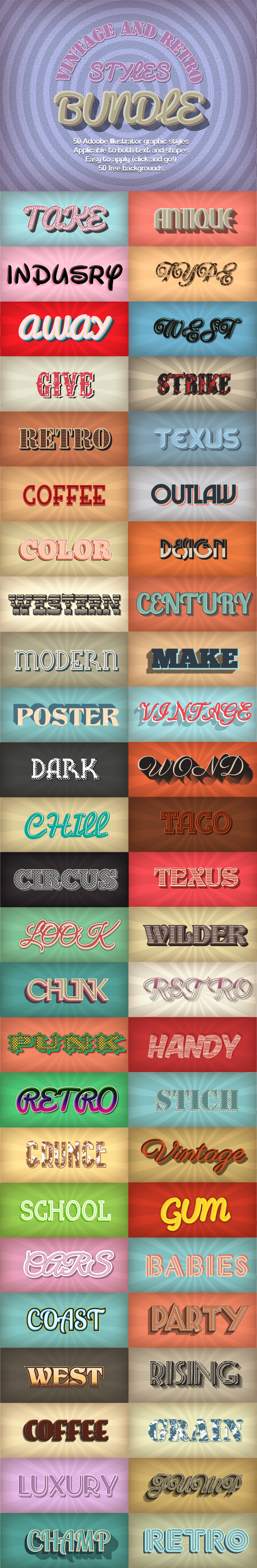 Bundle-Vintage and Retro Styles - Styles Illustrator