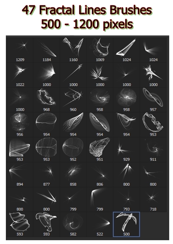 Fractal Lines - 47 Brushes - Artistic Brushes