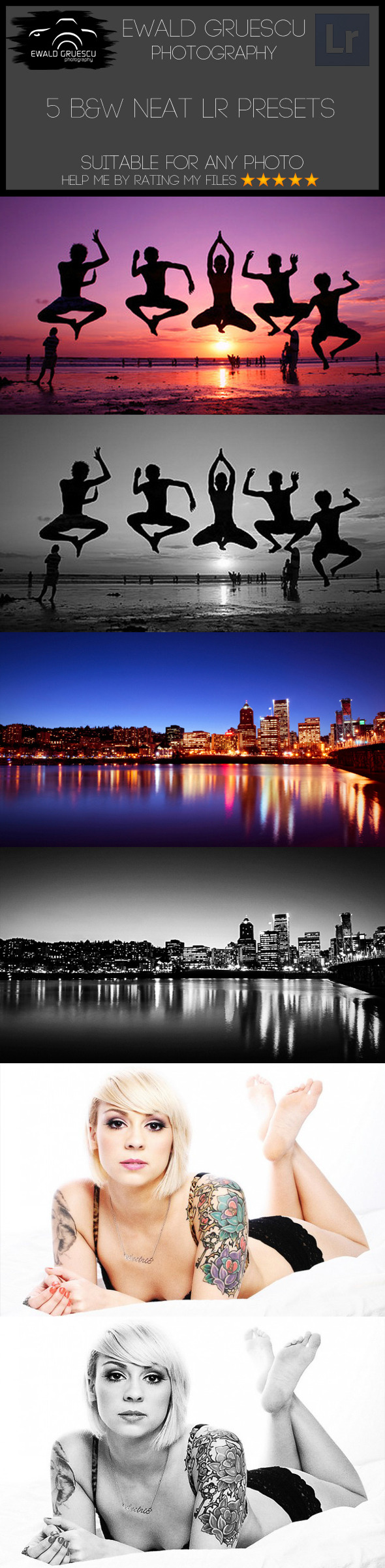 5 B&W Neat Lightroom Presets - Black and white Lightroom Presets