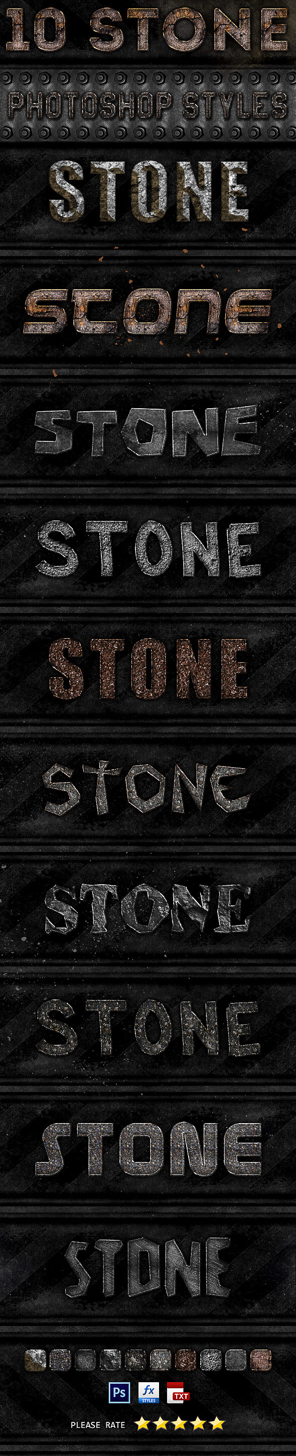 10 Stone Photoshop Styles - Text Effects Styles