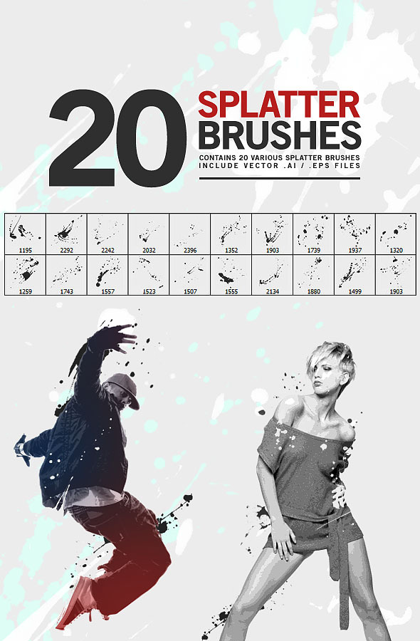 20 Splatter Brushes - Artistic Brushes