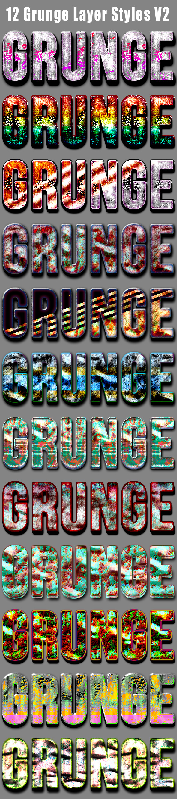 12 Grunge Layer Styles V2 - Text Effects Actions