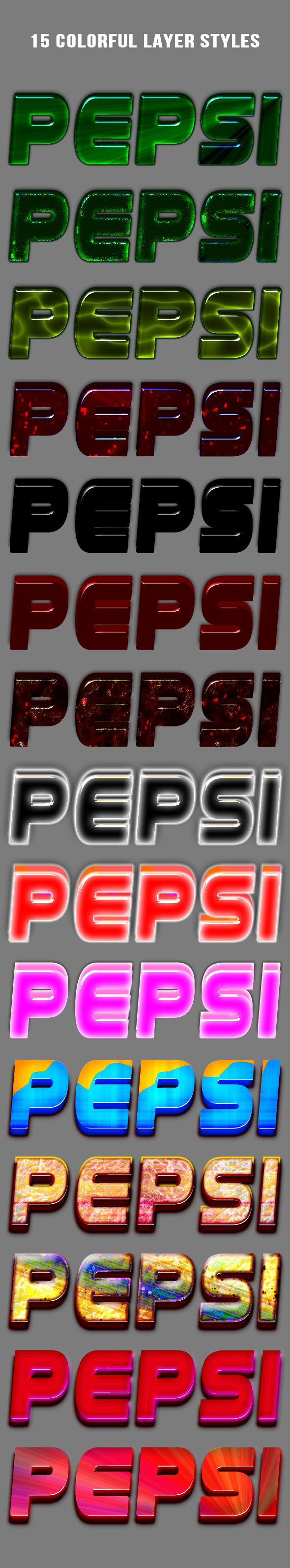 15 Colorful Layer Styles - Text Effects Styles