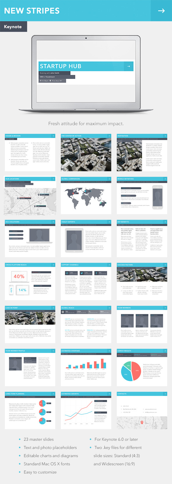 New Stripes Keynote Template - Keynote Templates Presentation Templates