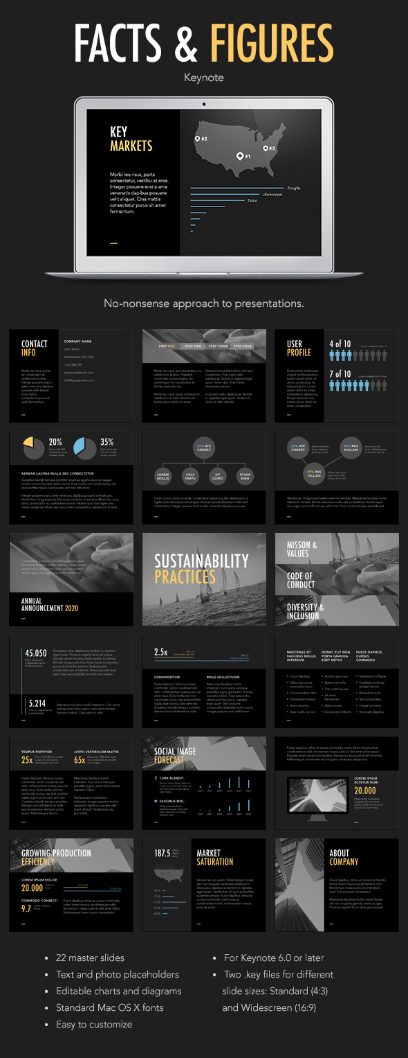 Facts & Figures Keynote Template - Keynote Templates Presentation Templates