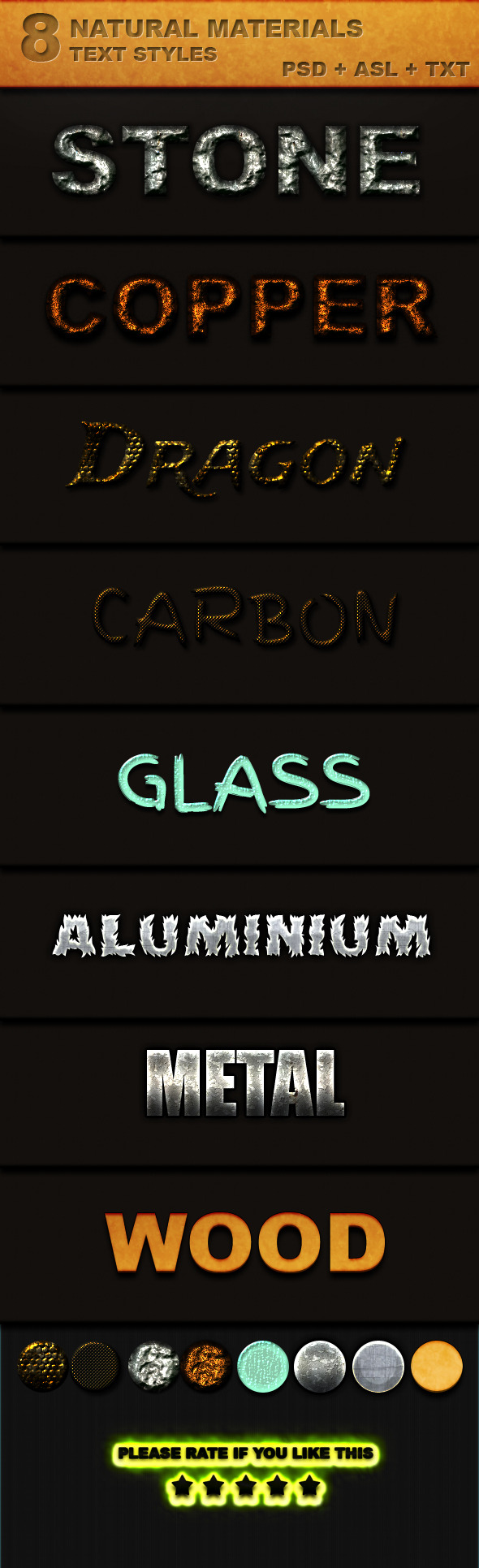 8 Text Effects Stylized In Natural Materials - Text Effects Styles