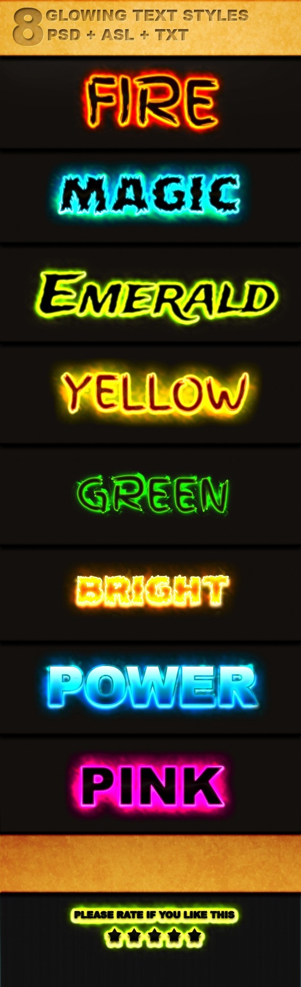 8 Glowing Text Style - Text Effects Styles