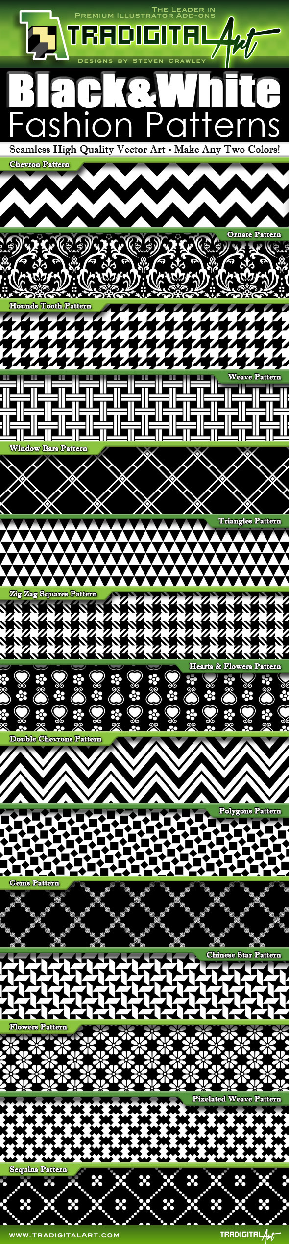 Black & White Fashion Patterns - Miscellaneous Textures / Fills / Patterns