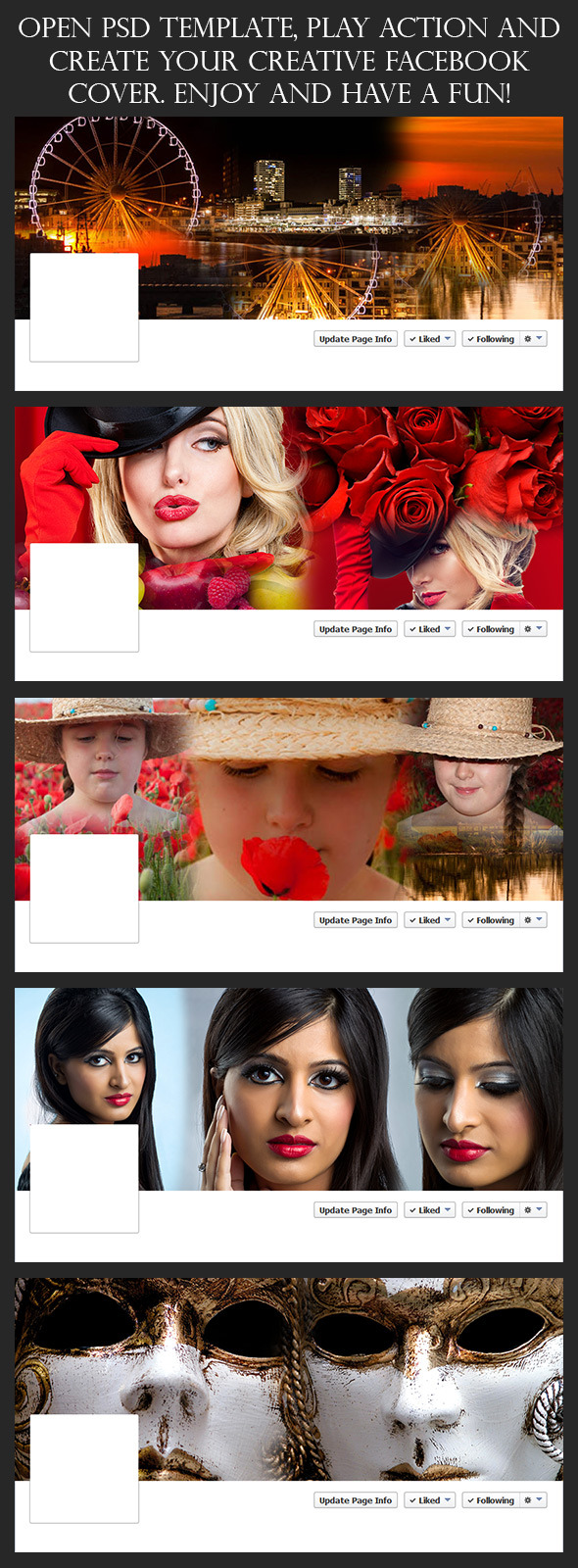 Facebook Cover Automated Seamless Blended Collages - Actions Photoshop