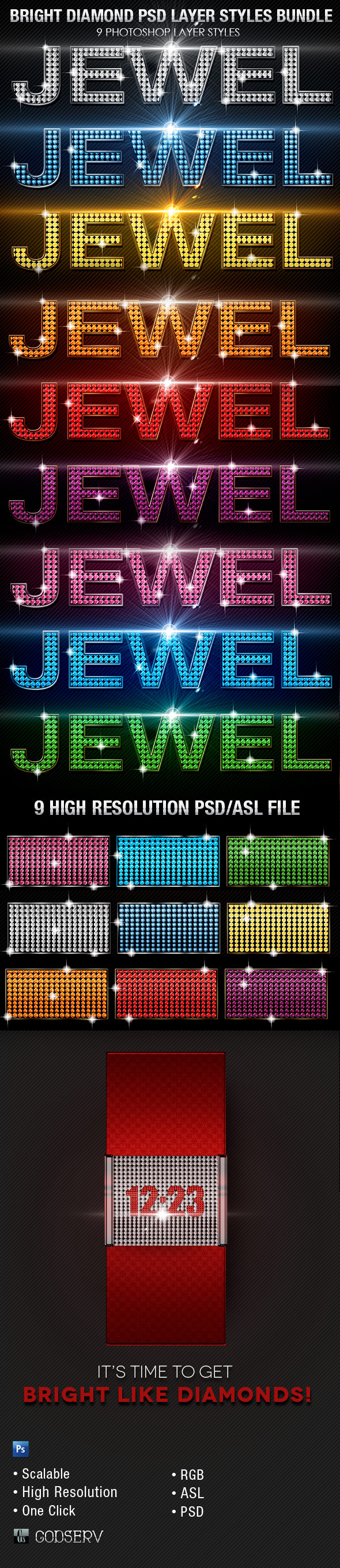 Bright Diamond Photoshop Layer Styles Bundle - Text Effects Styles