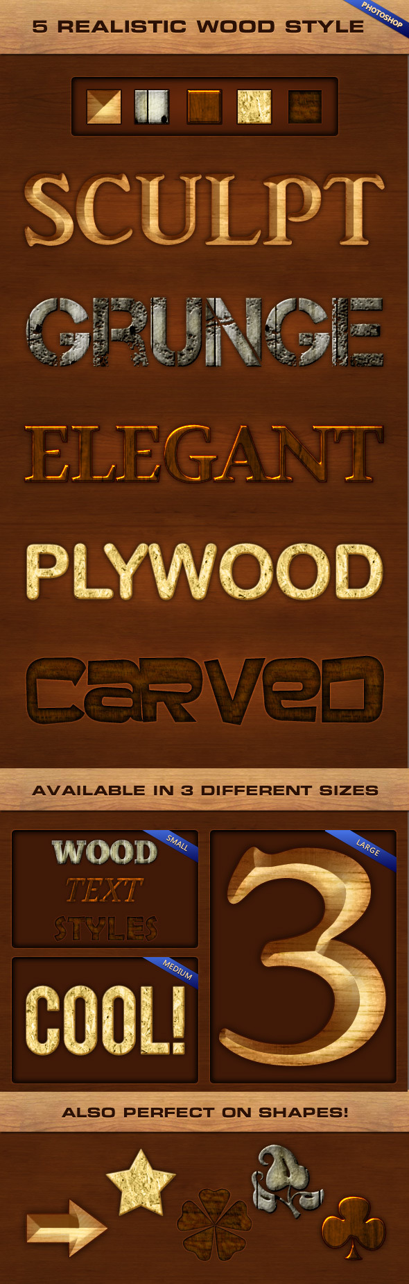 5 Realistic Wood Styles - Text Effects Styles