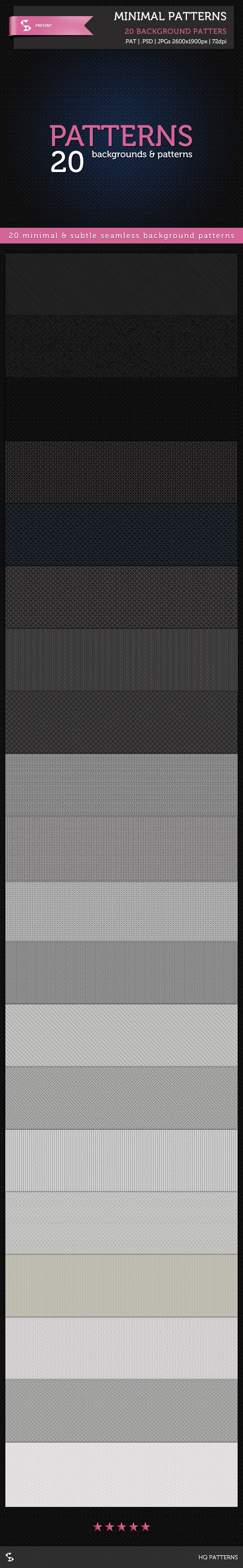 20 Minimal Patterns - Subtle Background Patterns - Textures / Fills / Patterns Photoshop