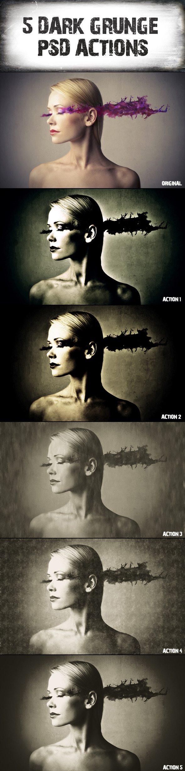 5 Dark Grunge Psd. Actions - Actions Photoshop