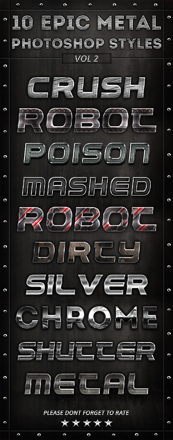 10 Epic Metal Photoshop Styles Vol-2 - Text Effects Styles