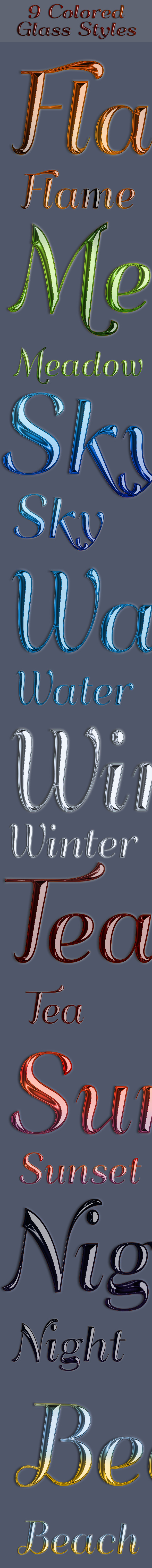 9 Colored Glass Styles - Text Effects Styles