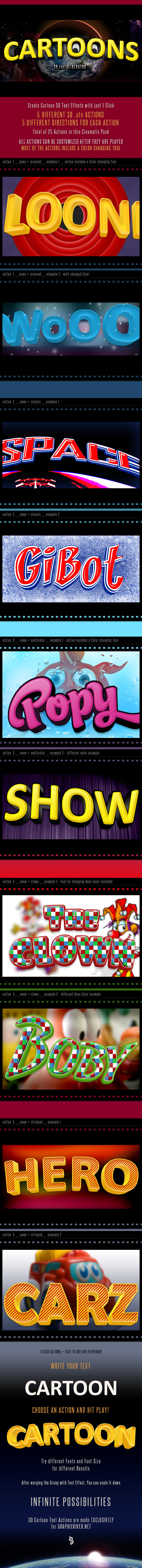 3D Cartoon Text Generator - Actions - Text Effects Actions