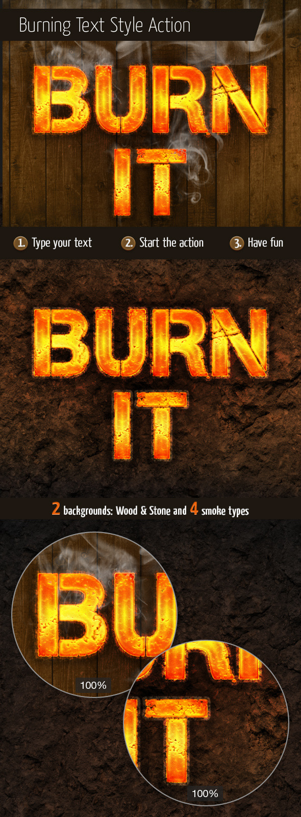 Burning Text Style Action - Text Effects Actions