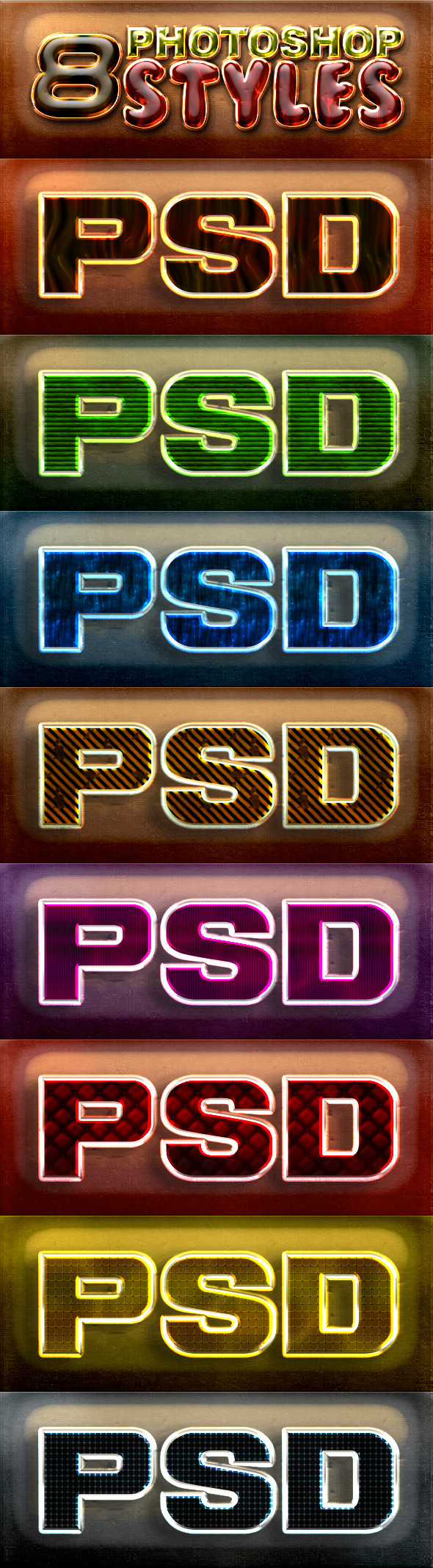 8 Photoshop Layer Styles - Styles Photoshop