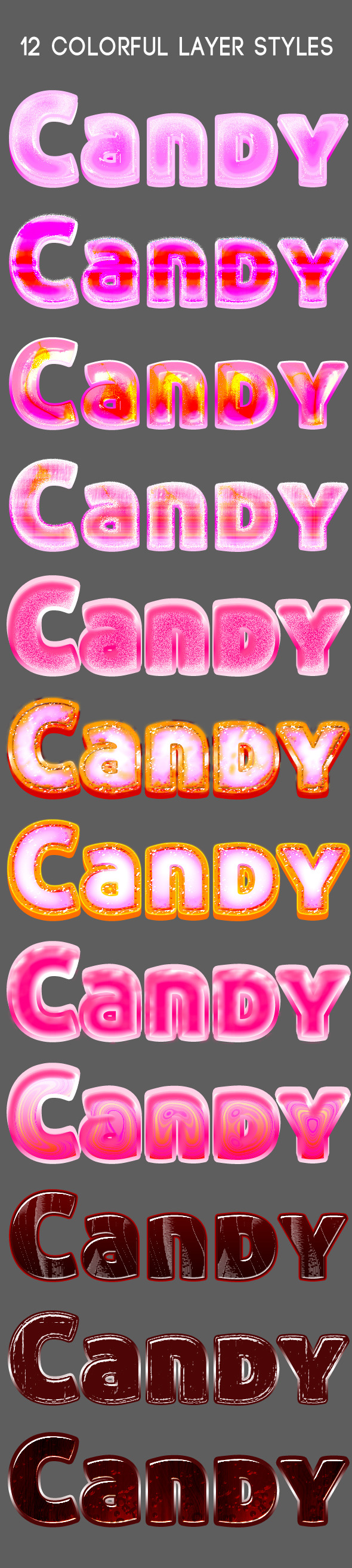 12 Colorful layer Styles - Text Effects Styles