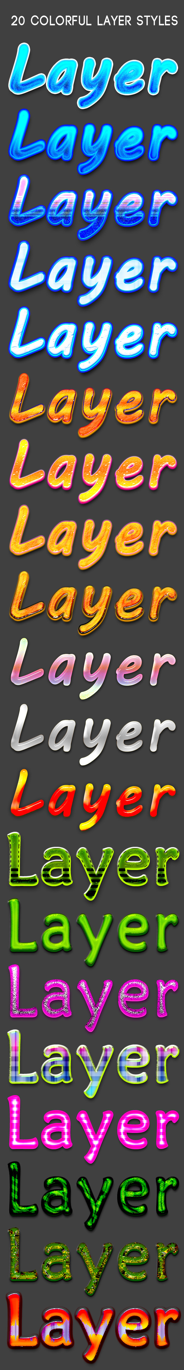 20 Colorful layer Styles - Text Effects Styles