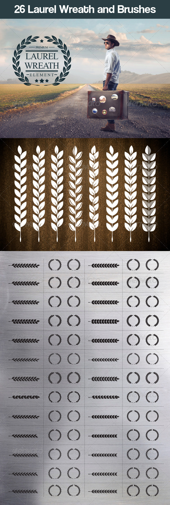 26 Laurel Wreath and Brushes - Flourishes Brushes