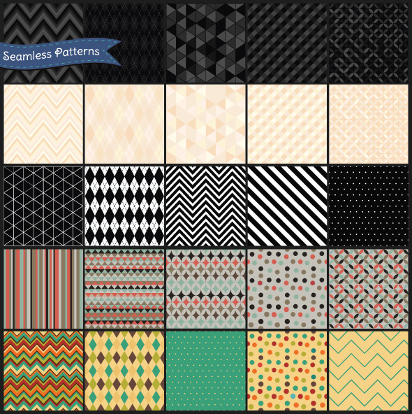 Set of Retro Geometric Seamless Background Pattern - Textures / Fills / Patterns Photoshop