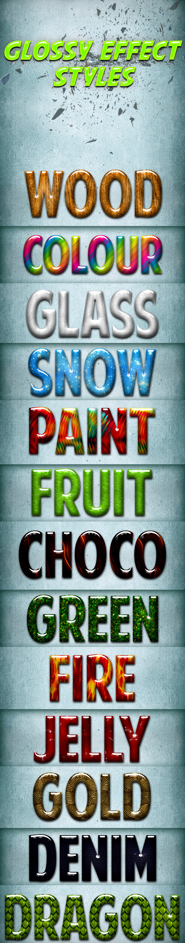 Glossy Effect Styles - Text Effects Styles